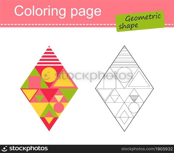 Coloring page abstract pattern of geometric shapes. Flat style. Vector illustration