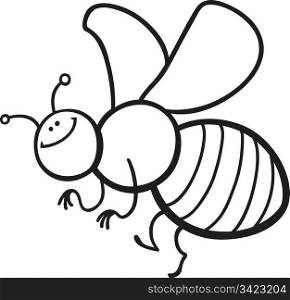 coloring page cartoon illustration of funny bee