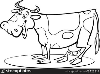 coloring page illustration of funny farm cow