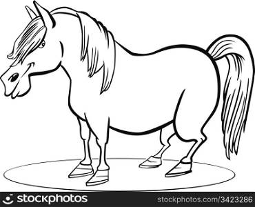 coloring page illustration of funny farm pony horse