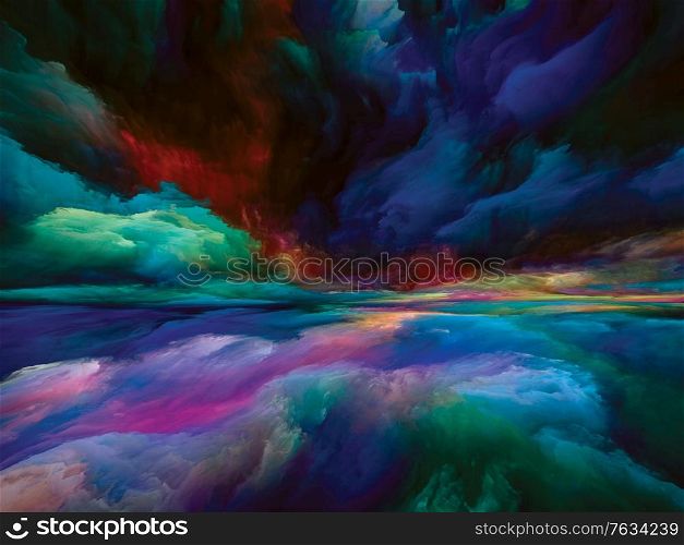 Colors Beyond Death. Escape to Reality series. Abstract arrangement of surreal sunset sunrise colors and textures suitable for projects on landscape painting, imagination, creativity and art