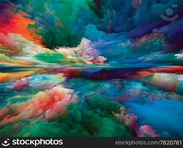 Colors Beyond Death. Escape to Reality series. Backdrop design of surreal sunset sunrise colors and textures to serve as background for projects on landscape painting, imagination, creativity and art