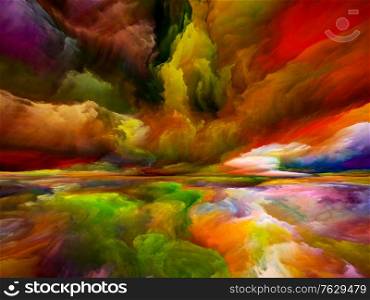 Colors Beyond Death. Escape to Reality series. Background design of surreal sunset sunrise colors and textures relevant for landscape painting, imagination, creativity and art