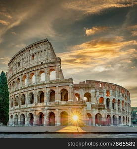 Colosseum at sunrise in Rome, Italy 