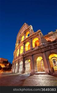 colosseum famous landmark of Rome Italy at night