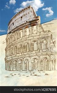 colosseum hand draw background