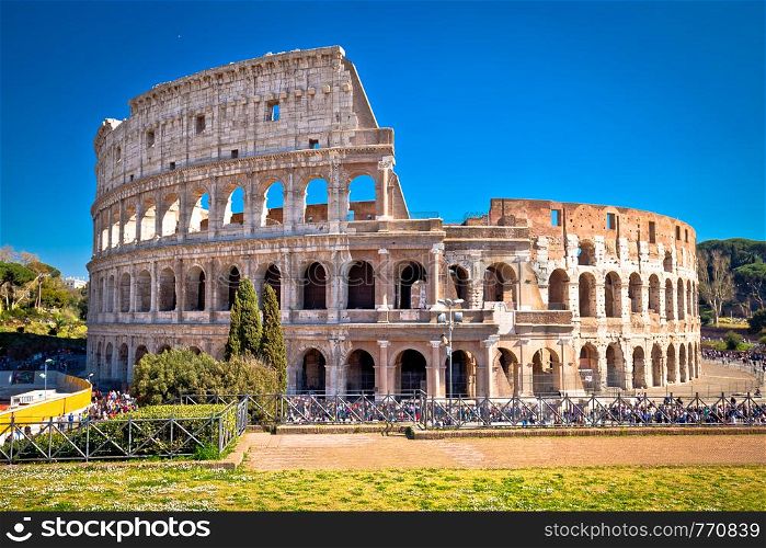 Colosseum of Rome scenic view, famous landmark of eternal city, capital of Italy