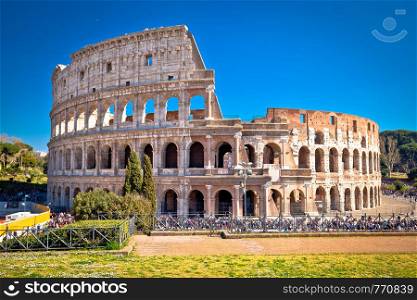 Colosseum of Rome scenic view, famous landmark of eternal city, capital of Italy