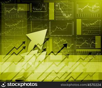 Colour illustration of business and financial charts and graphs
