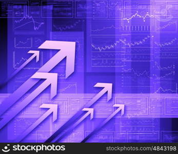 Colour illustration of business and financial charts and graphs