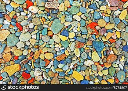 Colour pebble on sea coast