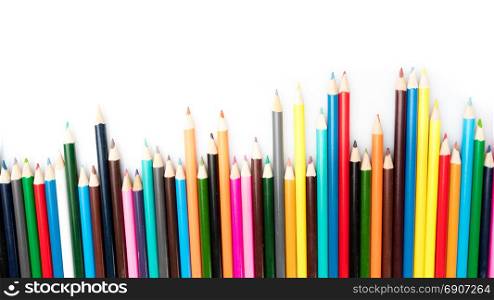 Colour pencils isolated on white background. Abstract background