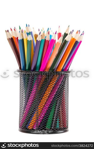 Colour pencils isolated on white background close up