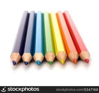 Colour pencils isolated on white background close up