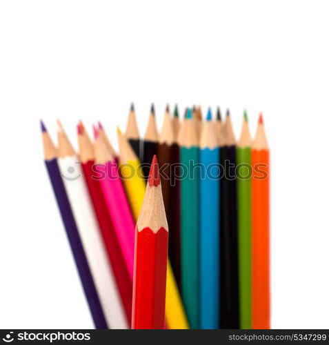 Colour pencils isolated on white background close up