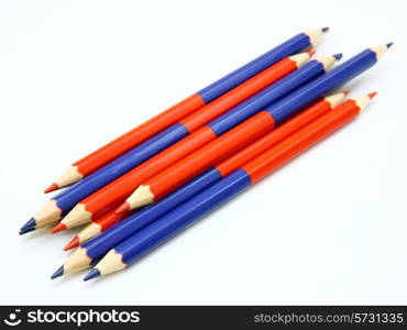 Colour pencils isolated on white background close up