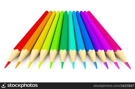 Colour pencils over white background. 3d rendered image