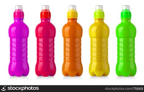 colour plastic water bottle isolated on white background with clipping path