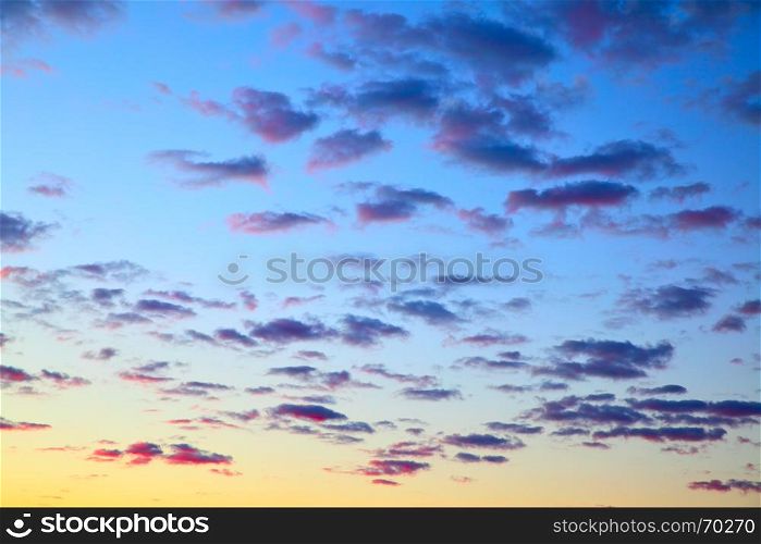 Colour sky before sunrise with clouds, may be used as background