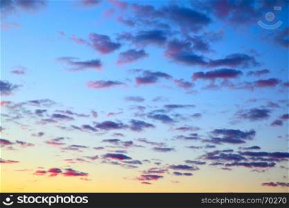 Colour sky before sunrise with clouds, may be used as background