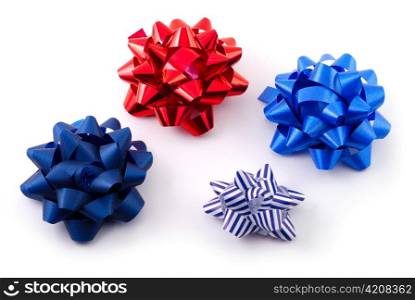 Coloured bows isolated on white background