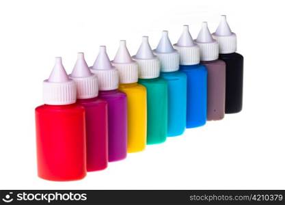 Coloured paint pots