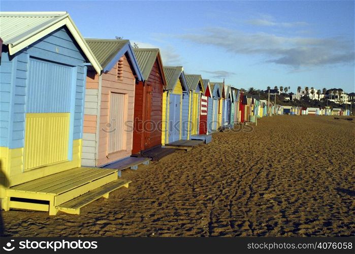 Colourful beach houses.