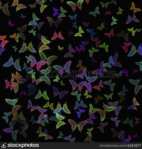 Colourful butterflies design on black background