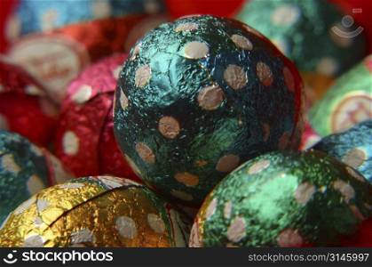 Colourful Chocolate Easter eggs.
