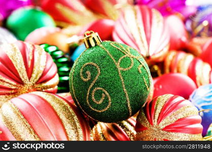 Colourful christmas decoration on a shiny background