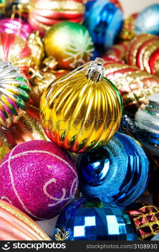 Colourful christmas decoration on a shiny background