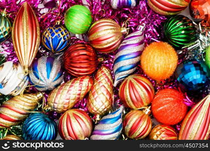 Colourful christmas decoration on a shiny background