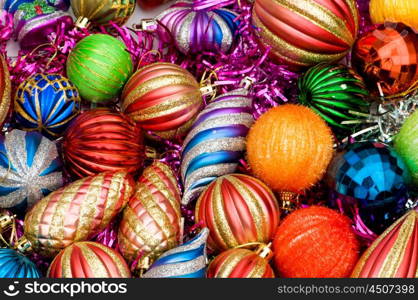 Colourful christmas decoration on a shiny background