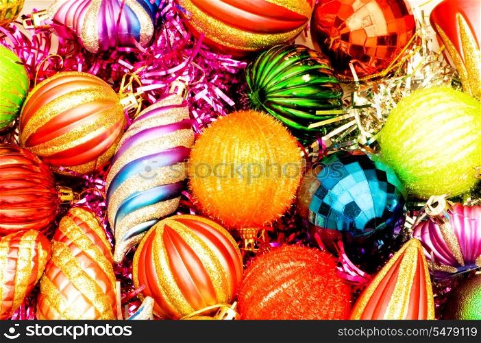 Colourful christmas decoration on a shiny background