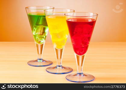 Colourful cocktail in glasses