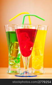 Colourful cocktail in glasses