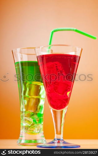 Colourful cocktail in glasses