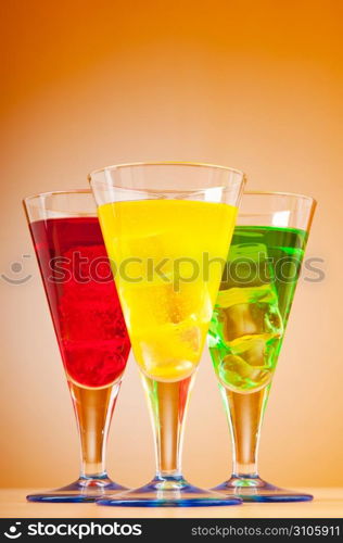 Colourful cocktail in glasses