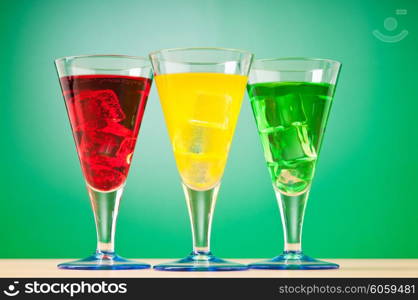 Colourful cocktail in glasses