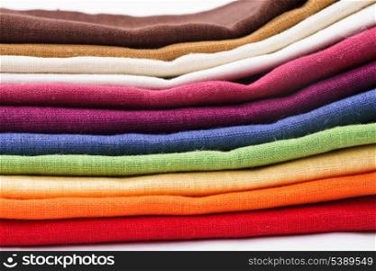 Colourful flax texrile heap for a tableware