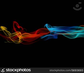 Colourful flowing smoke on a black background