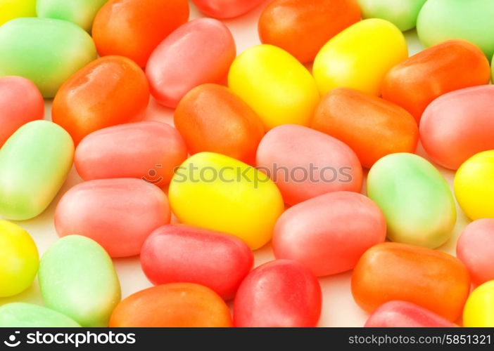 Colourful jelly beans isolated on the white background