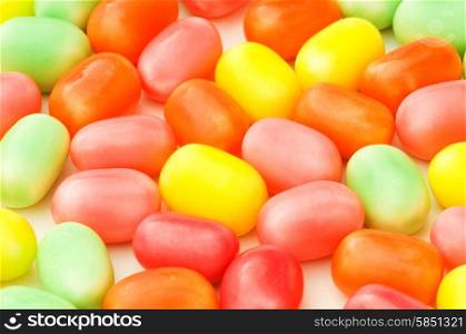 Colourful jelly beans isolated on the white background