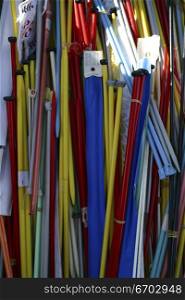 colourful knitting needles. Camberwell market Melbourne.