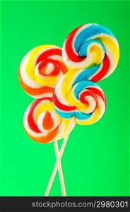 Colourful lollipop against the colourful background