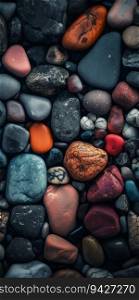 Colourful Pebble Rocks Background. Generative ai. High quality illustration. Colourful Pebble Rocks Background. Generative ai