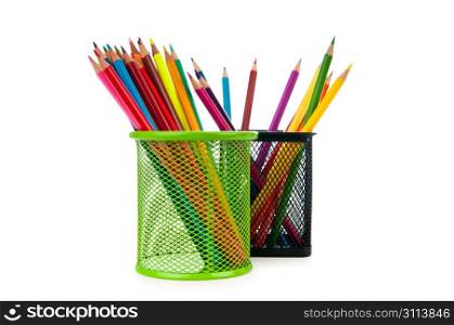 Colourful pencils isolated on the white