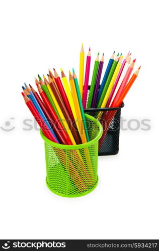 Colourful pencils isolated on the white