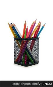 Colourful pencils isolated on white