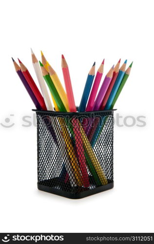 Colourful pencils isolated on white